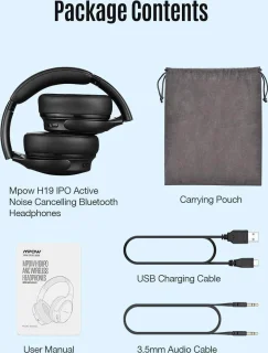 Mpow H19 IPO Draadloze hoofdtelefoon Zwart