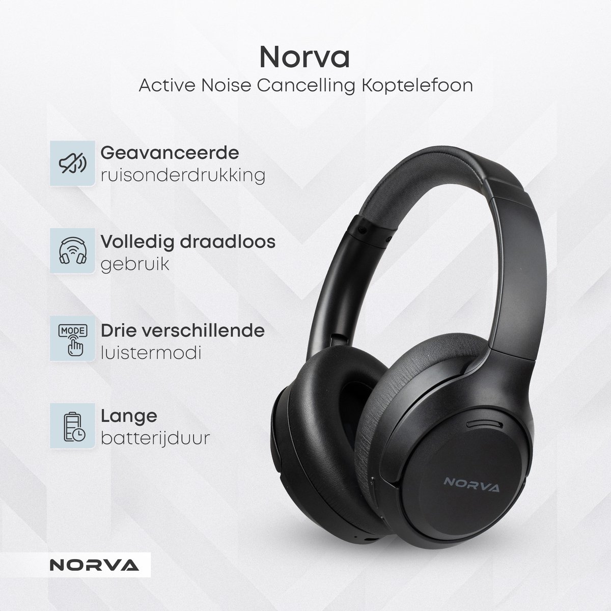 Wat vinden we goed aan de Norva Draadloze Over-Ear Noise Cancelling Koptelefoon Zwart
