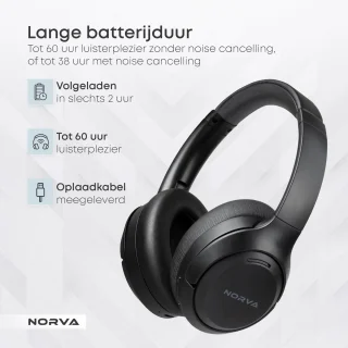 Norva Draadloze Over-Ear Noise Cancelling Koptelefoon Zwart