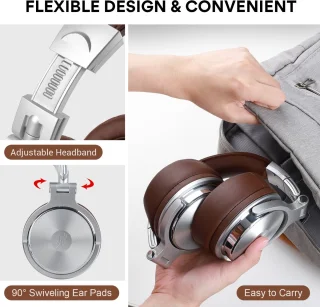 OneOdio Pro40 Silver-Brown Draadloze Over-Ear Koptelefoon