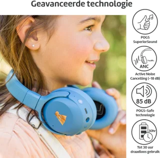 POGS The Turtle draadloze over-ear koptelefoon blauw