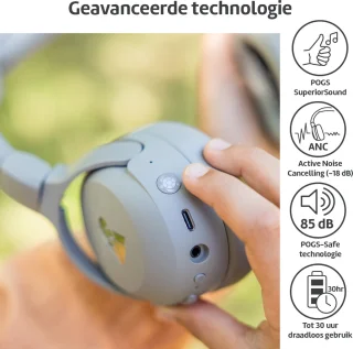 POGS The Turtle Draadloze Over-Ear Koptelefoon Grijs