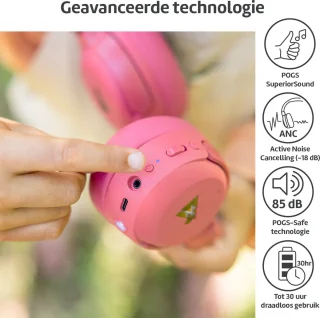 POGS The Turtle Draadloze Over-ear Koptelefoon Roze