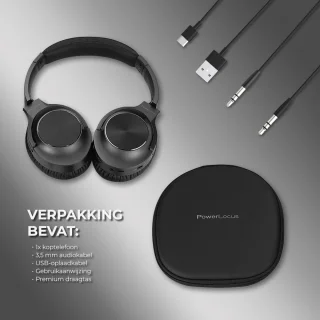 PowerLocus Draadloze Over-Ear Koptelefoon Zwart