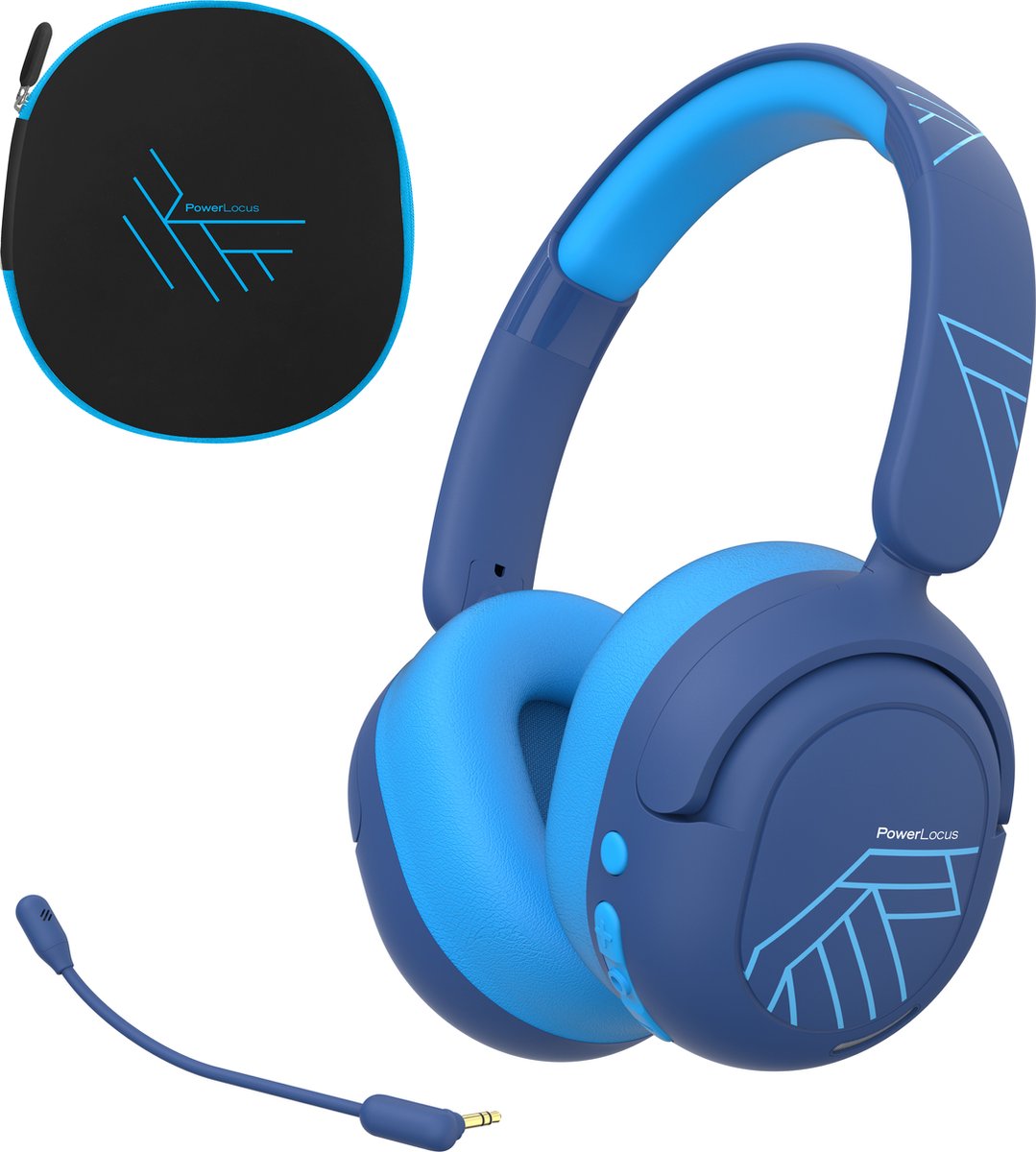 De PowerLocus Lion Draadloze Kinderkoptelefoon Blauw in één oogopslag