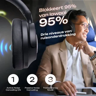 PowerLocus MoonFly Bluetooth Over-Ear Koptelefoon Zwart