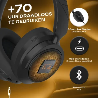 PowerLocus MoonFly Bluetooth Over-Ear Koptelefoon Zwart