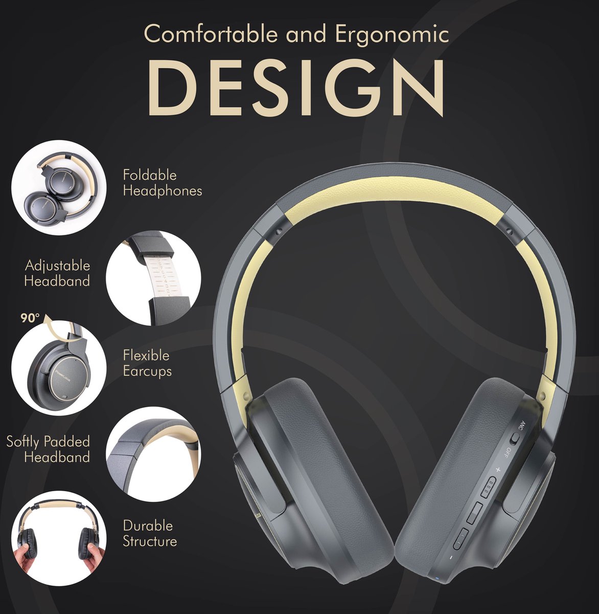 Wat vinden we goed aan de PowerLocus MoonFly Draadloze Over-Ear Koptelefoon Asphalt Grey