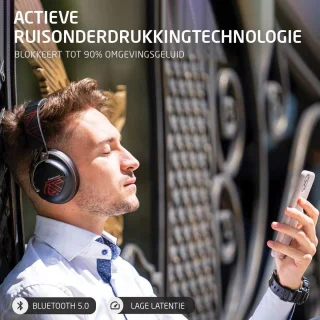 PowerLocus MoonFly Over-Ear Draadloze Koptelefoon Zwart/Rood