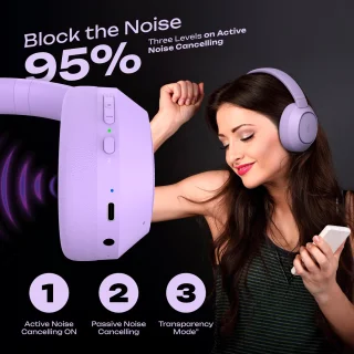 PowerLocus Universe Active Noise Cancelling Over-Ear Koptelefoon Purple