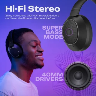 PowerLocus Universe Active Noise Cancelling Over-Ear Koptelefoon Zwart