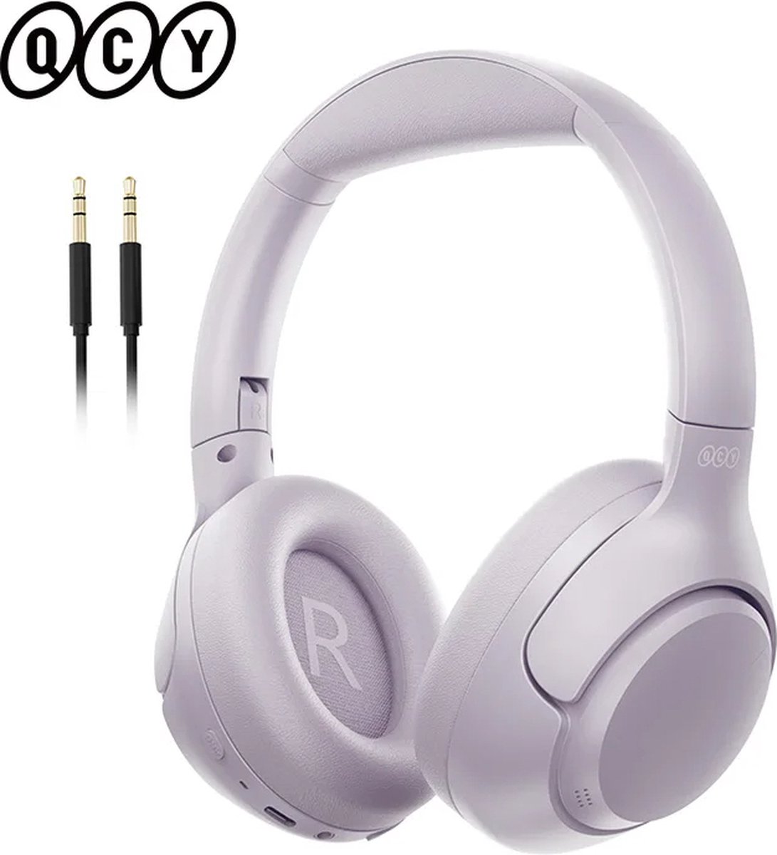 De QCY Bluetooth Draadloze Noise Cancelling Koptelefoon Paars in één oogopslag