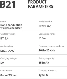 Sanag Bone Conduction Koptelefoon Zwart