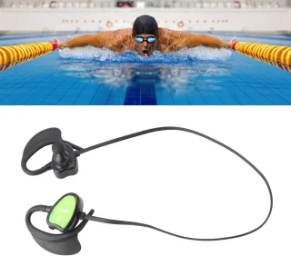 SnelShoppen - Zwem Bluetooth Sportkoptelefoon IPX8 Waterdicht Noise Cancelling Hoofdtelefoon voor Duiken en Surfen (Groen)