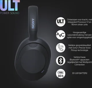 Sony ULT Wear Draadloze Noise Cancelling Koptelefoon Zwart