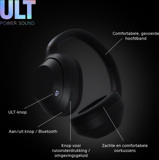 Sony ULT Wear Draadloze Noise Cancelling Koptelefoon Zwart