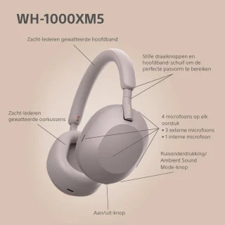Sony WH-1000XM5 Draadloze Koptelefoon Smoky Pink