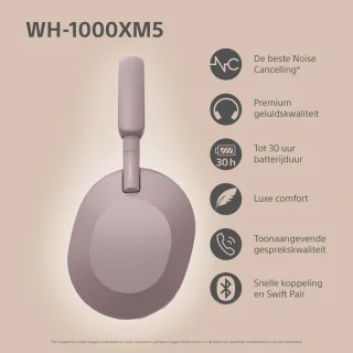 Sony WH-1000XM5 Draadloze Koptelefoon Smoky Pink