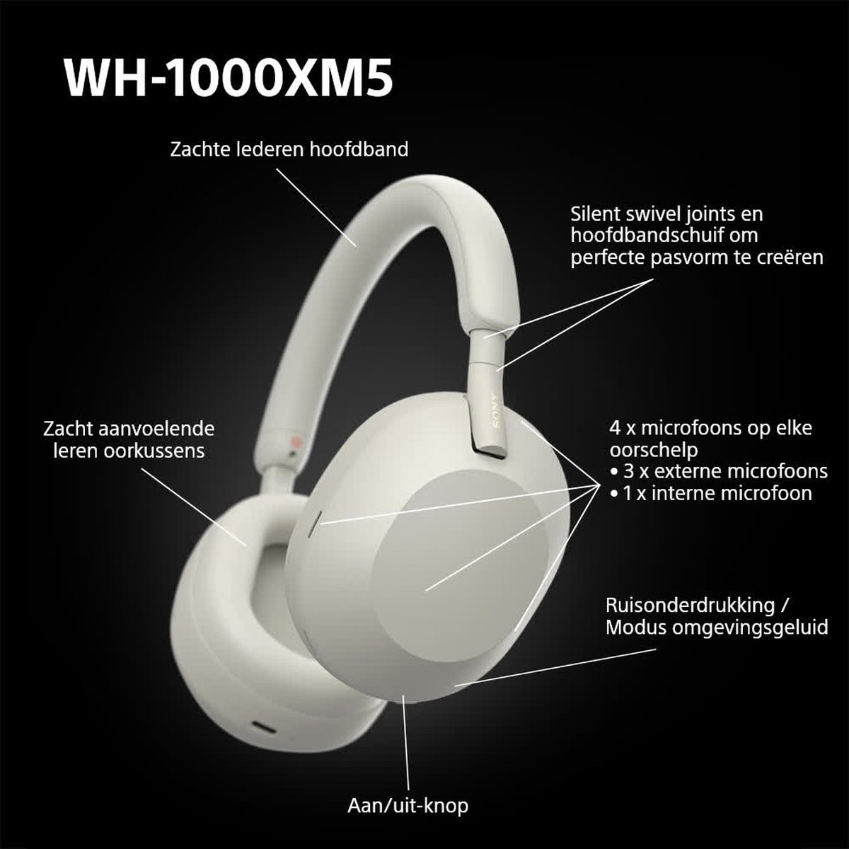 Sony WH-1000XM5 Draadloze Koptelefoon Zilver