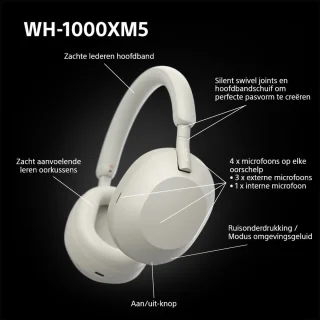 Sony WH-1000XM5 Draadloze Koptelefoon Zilver