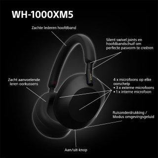 Sony WH-1000XM5 Draadloze Noise Cancelling Koptelefoon Zwart