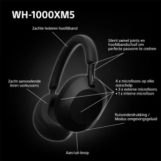 Sony WH-1000XM5 Draadloze Noise Cancelling Koptelefoon Zwart