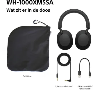 Sony WH-1000XM5SA Draadloze koptelefoon Limited Soft Case Edition Zwart