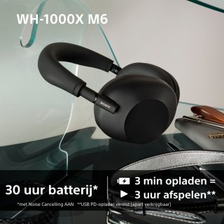 Sony WH-1000XM6 Draadloze Noise Cancelling Koptelefoon Zwart