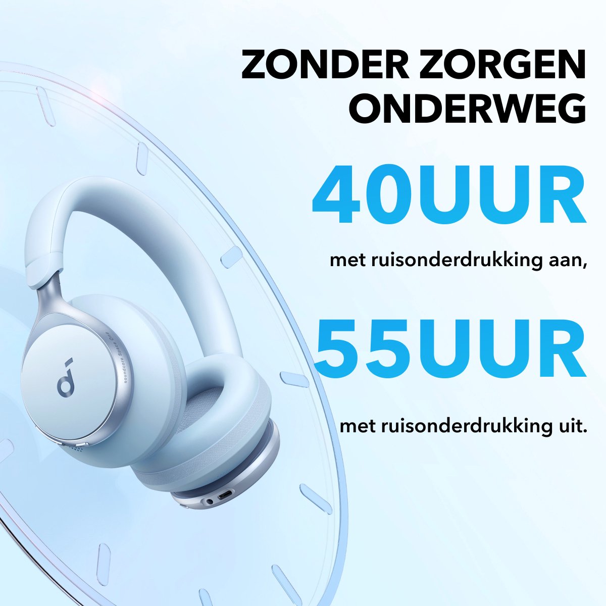 soundcore by Anker Space One Draadloze Over-ear Koptelefoon Blauw