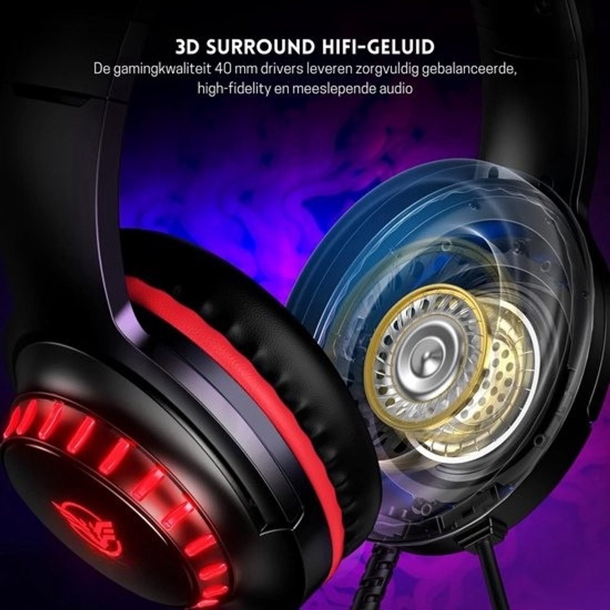 StayPowered Gaming Headset Zwart/Rood