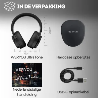 WERYOU UltraTone ANC Bluetooth 5.4 Draadloze Sportkoptelefoon Zwart