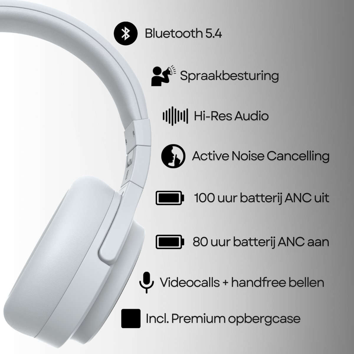 Wat vinden we goed aan de WERYOU UltraTone ANC Bluetooth Draadloze Sportkoptelefoon Wit