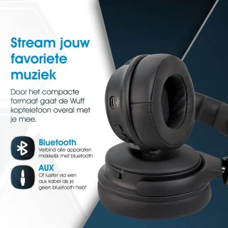 Wuff Draadloze Over-ear Koptelefoon Zwart