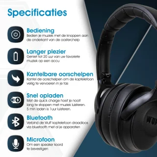 Wuff Draadloze Over-ear Koptelefoon Zwart
