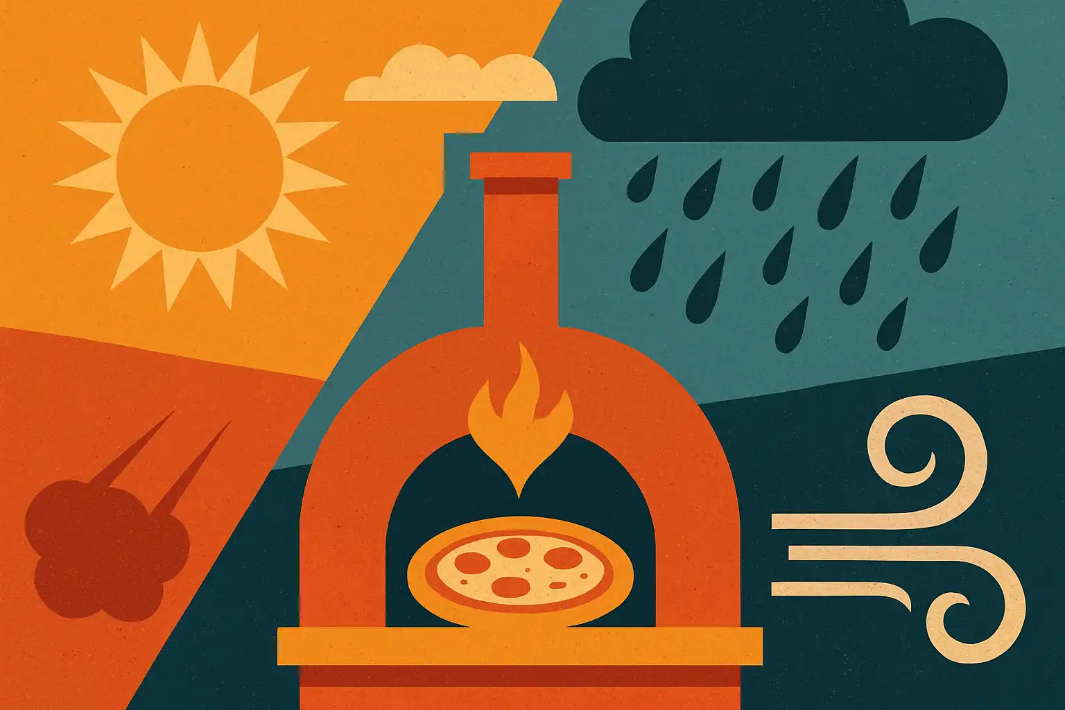 Extreem weer en je pizzaoven: slimme aanpassingen voor hitte, vocht en wind