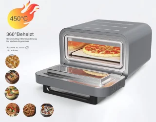 Krachtige Elektrische Pizzaoven met Pizzasteen - 450 °C voor Perfecte Pizza in 2 Minuten