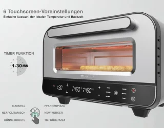 Krachtige Elektrische Pizzaoven met Pizzasteen - 450 °C voor Perfecte Pizza in 2 Minuten