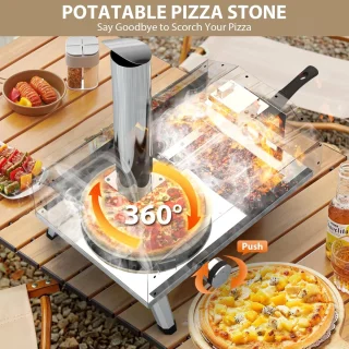 Pizzaoven - Pizza Oven Buiten - Draagbare - Gas - Houtpellets - Houtskool Premium Houtgestookte Pizza Oven - voor Tuin - Buiten -Achtertuin - RVS - 41.7 x 88.6 x 68.6 x Zwart