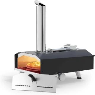 Pizzaoven - Pizza Oven Buiten - Draagbare - Gas - Houtpellets - Houtskool Premium Houtgestookte Pizza Oven - voor Tuin - Buiten -Achtertuin - RVS - 41.7 x 88.6 x 68.6 x Zwart