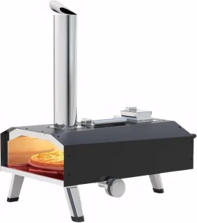 Pizzaoven - Pizza Oven Buiten - Draagbare - Gas - Houtpellets - Houtskool Premium Houtgestookte Pizza Oven - voor Tuin - Buiten -Achtertuin - RVS - 41.7 x 88.6 x 68.6 x Zwart