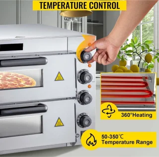 Pizza oven - Pizzaovens - Pizzaoven - Voor 35.5 cm/14 pizza - Roestvrijstaal - Elektrische Pizzaoven -3000W - met 3 Temperatuurknoppen en Tijdinstelling functie - Thuis Horeca Bakkerij Snackbar