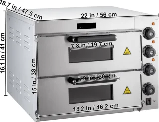 Pizza oven - Pizzaovens - Pizzaoven - Voor 35.5 cm/14 pizza - Roestvrijstaal - Elektrische Pizzaoven -3000W - met 3 Temperatuurknoppen en Tijdinstelling functie - Thuis Horeca Bakkerij Snackbar