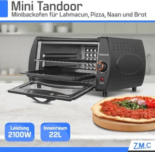 Compacte Mini Tandoor voor Lahmacun, Pizza en Naan - 2100W 22L