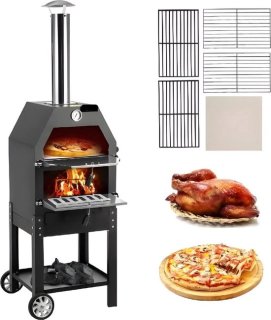 Onderweg online - Luxe BBQ - Pizza oven - 2-in-1 - Houtoven - Pizzasteen - Houtskool BBQ - 45.8x46.4x141.8 cm review