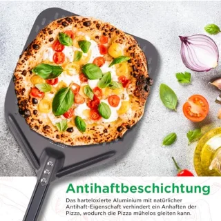 Premium pizzasteenset voor oven en grill - 4-in-1 inclusief pizzasnijder en geperforeerde pizzaschuiver