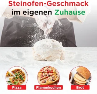 Premium pizzasteenset voor oven en grill - 4-in-1 inclusief pizzasnijder en geperforeerde pizzaschuiver