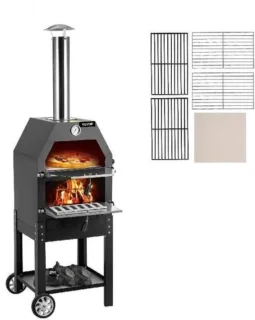 BBQ - Luxe BBQ - Pizza oven - 2 in 1 - Houtoven - Pizzasteen - Houtskool BBQ - 45.8x46.4x141.8 cm