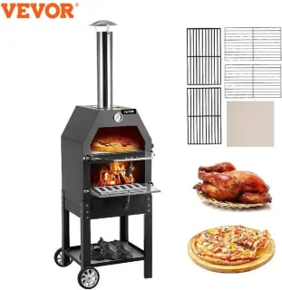 BBQ - Luxe BBQ - Pizza oven - 2 in 1 - Houtoven - Pizzasteen - Houtskool BBQ - 45.8x46.4x141.8 cm