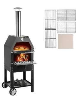 BBQ - Luxe BBQ - Pizza oven - 2 in 1 - Houtoven - Pizzasteen - Houtskool BBQ - 45.8x46.4x141.8 cm
