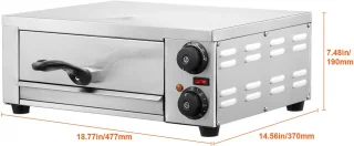 Pizzaoven – Elektrische Oven – Pizzamaker – Tafeloven – Gourmetoven – 12 Inch – 1500W Vermogen – Instelbare Temperatuur en Timer